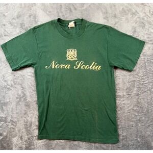 Nova Scotia Vintage Single Stitch T Shirt Mens Medium Green Gold Graphic